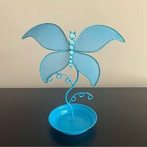 Butterfly Jewelry Holder Blue Metal Mesh Vintage Y2K 2000s McBling Earring Ring
